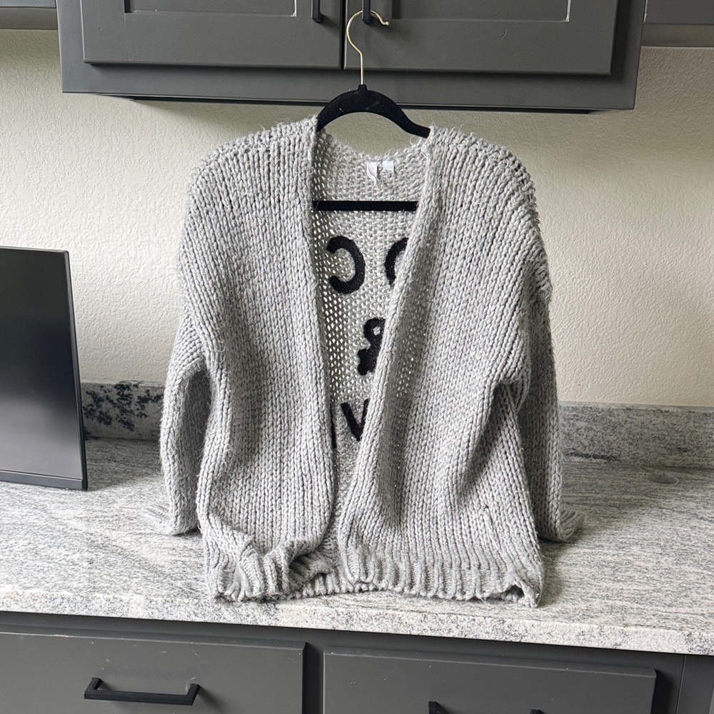 Elan Heather Gray Open-Front Cardigan
